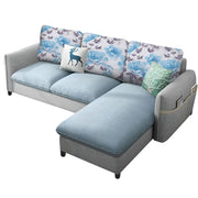 Andon 4 Seater L Shape Sofa Set for Living Room (Light Blue Grey) Right Side Sofa