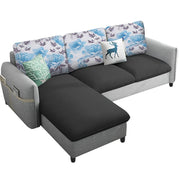 Andon 4 Seater L Shape Sofa Set for Living Room (Black Grey) Left Side Sofa