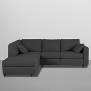 Dorian LHS 4 Seater L Shape Sofa Set for Living Room (Black Fabric) Premium Fabric Sofa