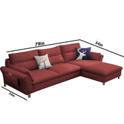Hudson 4 Seater L Shape Sofa Set for Living Room (Maroon Fabric) Left Side