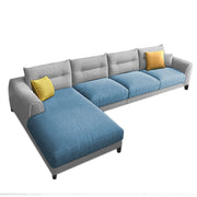Hazer 6 Seater Sofa Set for Living Room (Light Blue Grey Fabric) Left Side Sofa