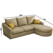 Shrank Round Lounger L Shape 4 Seater Sofa Set for Living Room (Cream) Fabric Sofa | RHS