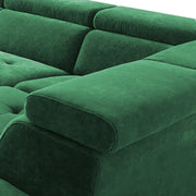 Elldona RHS 6 Seater Corner L Shape Sofa Set for Living Room (Green) Premium Fabric Sofa