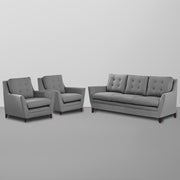 Slove 3 +1 + 1 Seater Sofa Set for Living Room | Color - Cream Black | Premium Fabric Sofa