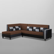 Nordy LHS 6 Seater L Shape Sofa Set for Living Room (Brown Black Colour) Premium Fabric Sofa Set