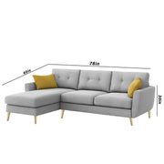 Lizel LHS 4 Seater L Shape Sofa Set for Living Room (Grey Fabric) Premium Velvet Fabric Sofa