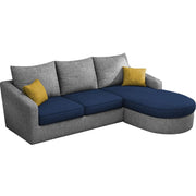 Shrank Round Lounger L Shape 4 Seater Sofa Set for Living Room (Blue Grey) Fabric Sofa | RHS