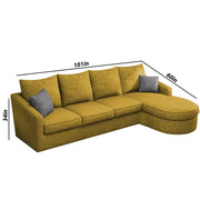 Shrank Round Lounger L Shape 6 Seater Sofa Set for Living Room (Yellow) Fabric Sofa | RHS