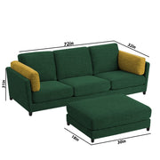 Nairo 4 Seater Interchangeable L Shape Sofa with Ottoman for Living Room (Green Fabric)