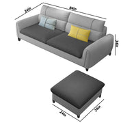 Francis 3 Seater Sofa with Ottoman Set for Living Room (Black Grey Fabric)