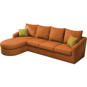 Shrank Round Lounger L Shape 6 Seater Sofa Set for Living Room (Orange) Fabric Sofa | LHS