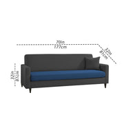 Premium Valkyrie 3 Seater Sofa Set 3 Seater Modern Sofa Set for Living Room (Blue Black Color Fabric)
