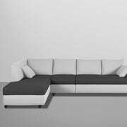 Dorian LHS 6 Seater L Shape Sofa Set for Living Room (Black Grey Fabric) Premium Fabric Sofa