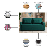 Treshta 2 Seater Pull-Out Premium Fabric Sofa Cum Bed Sofa Set for Living Room (Blue Fabric Color) Premium Fabric Sofa Set for Living Room
