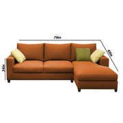 Rihan 4 Seater L Shape Sofa Set with Ottoman for Living Room (Orange Fabric) Right Side Sofa