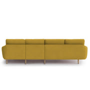 Lizel RHS 6 Seater L Shape Sofa Set with Center Table for Living Room (Yellow Fabric) Premium Velvet Fabric Sofa