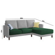 Swaloni RHS 4 Seater L Shape Sofa Set for Living Room (Green Grey) Premium Fabric Sofa