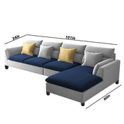 Delton RHS 6 Seater L Shape Sofa Set for Living Room (Blue Grey) Premium Fabric