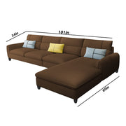 Francis 6 Seater Sofa Set for Living Room (Brown Fabric) Right Side Sofa