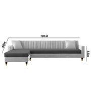 Garcia LHS 6 Seater L Shape Sofa Set for Living Room (Black Grey - Colour) Premium Fabric Sofa Set