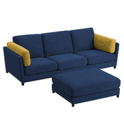 Nairo 4 Seater Interchangeable L Shape Sofa with Ottoman for Living Room (Blue Fabric)