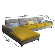 Francis 6 Seater Sofa Set for Living Room (Yellow Grey Fabric) Left Side Sofa
