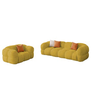 Vetras Modern Velvet Bubble Cloud Sofa, Tufted Design Upholstered 3+1 Seater Sofa Set for Living Room, (Black Colour) Premium Velvet Fabric Sofa