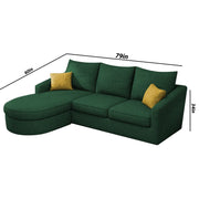 Shrank Round Lounger L Shape 4 Seater Sofa Set for Living Room (Green) Fabric Sofa | LHS