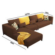 Casaliving Minta LHS 6 Seater L Shape Sofa Set for Living Room (Brown Fabric)