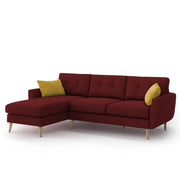 Lizel LHS 4 Seater L Shape Sofa Set for Living Room (Maroon Fabric) Premium Velvet Fabric Sofa
