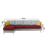 Lizel LHS 6 Seater L Shape Sofa Set for Living Room (Maroon Grey Fabric) Premium Velvet Fabric Sofa
