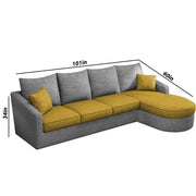 Shrank Round Lounger L Shape 6 Seater Sofa Set for Living Room (Yellow Grey) Fabric Sofa | LHS