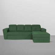 Elvi RHS 6 Seater L Shape Sofa Set for Living Room (Green Fabric) Premium Fabric Sofa