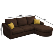 Shrank Round Lounger L Shape 4 Seater Sofa Set for Living Room (Brown) Fabric Sofa | RHS
