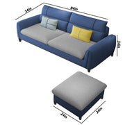 Francis 3 Seater Sofa with Ottoman Set for Living Room (Grey Blue Fabric)