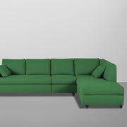 Dorian RHS 6 Seater L Shape Sofa Set for Living Room (Green Fabric) Premium Fabric Sofa
