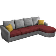 Shrank Round Lounger L Shape 6 Seater Sofa Set for Living Room (Maroon Grey) Fabric Sofa | RHS