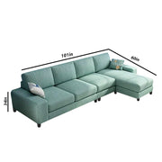 Hudson 5 Seater L Shape Sofa Set for Living Room (Light Green Fabric) Right Side
