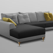 Viva LHS 6 Seater L Shape Sofa Set for Living Room (Black Grey) Premium Fabric Sofa