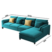 Delton RHS 6 Seater L Shape Sofa Set for Living Room (Pine) Premium Fabric