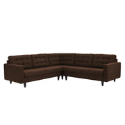 Adonway 6 Seater L Shape Sofa Set with Center Table for Living Room (Brown) Premium Fabric Sofa
