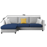 Hanery 4 Seater L Shape Sofa Set for Living Room | Colour - Blue Grey
