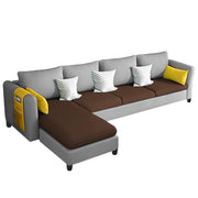 Asser LHS 6 Seater L Shape Sofa Set for Living Room (Brown Grey) Premium Fabric Sofa