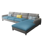 Francis 6 Seater Sofa Set for Living Room (Sky Blue Grey Fabric) Right Side Sofa