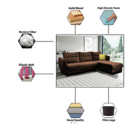 Stella RHS 4 Seater L Shape Sofa Set for Living Room (Brown) Premium Velvet Fabric Sofa