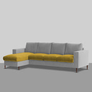 Charmi LHS 6 Seater L Shape Sofa Set for Living Room (Yellow Grey Fabric) Premium Fabric Sofa