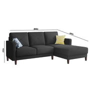 Swaloni RHS 4 Seater L Shape Sofa Set for Living Room (Black) Premium Fabric Sofa