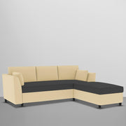 Blustin RHS 4 Seater L Shape Sofa Set for Living Room (Cream Black Fabric) Premium Fabric Sofa