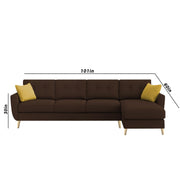 Lizel RHS 6 Seater L Shape Sofa Set for Living Room (Brown Fabric) Premium Velvet Fabric Sofa