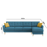 Lizel RHS 6 Seater L Shape Sofa Set for Living Room (Turquise Fabric) Premium Velvet Fabric Sofa